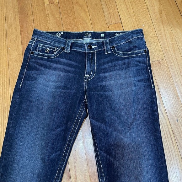 D9 District 9 Slick Womens Bootcut Jeans Size 31 Thick Stitching Dark Wash EUC - Picture 2 of 13
